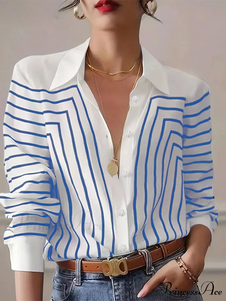 Patterned Round-neck Blouse Professional Attire Blouse - Image 2
