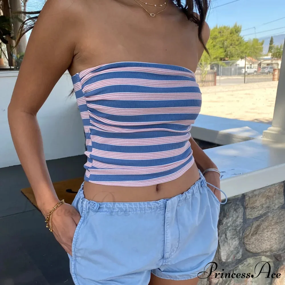 Patterned Sleeveless Bandeau Crop Top - Image 2