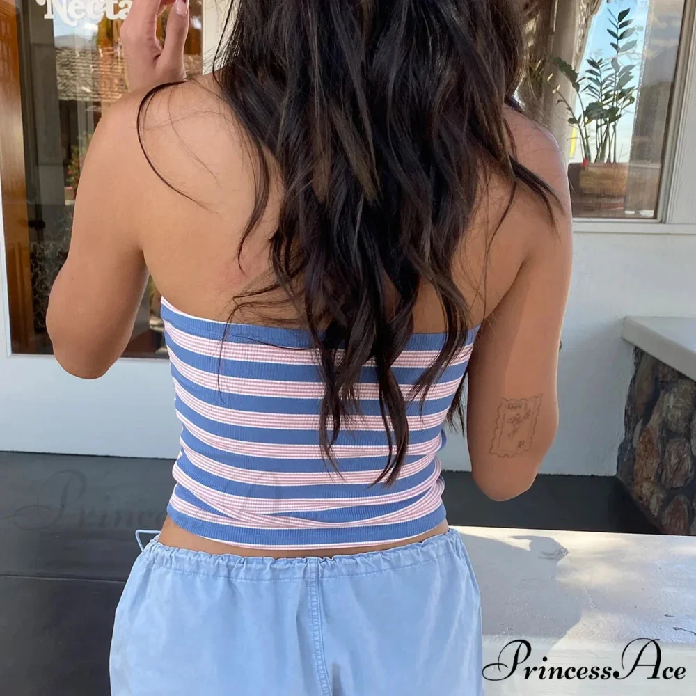 Patterned Sleeveless Bandeau Crop Top - Image 3