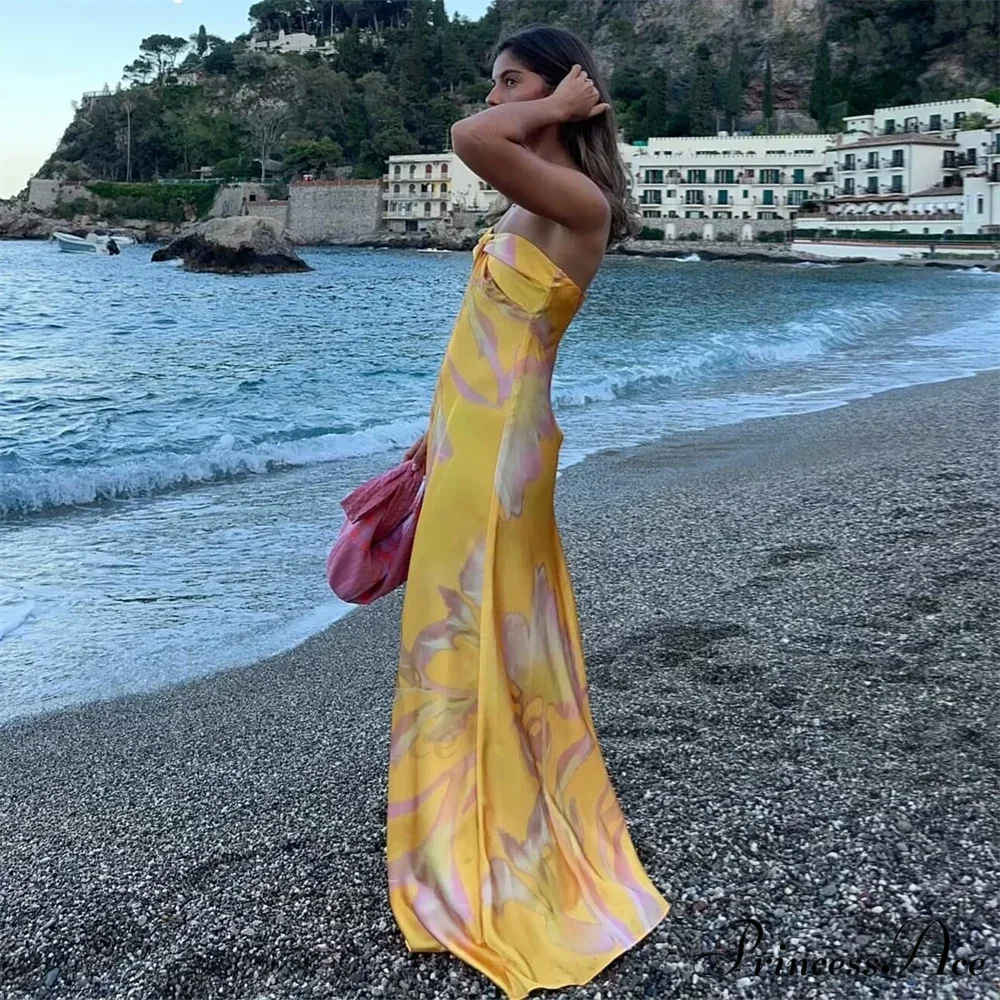 PB&ZA Glossy Printed Bandeau Holiday Dress - Image 3