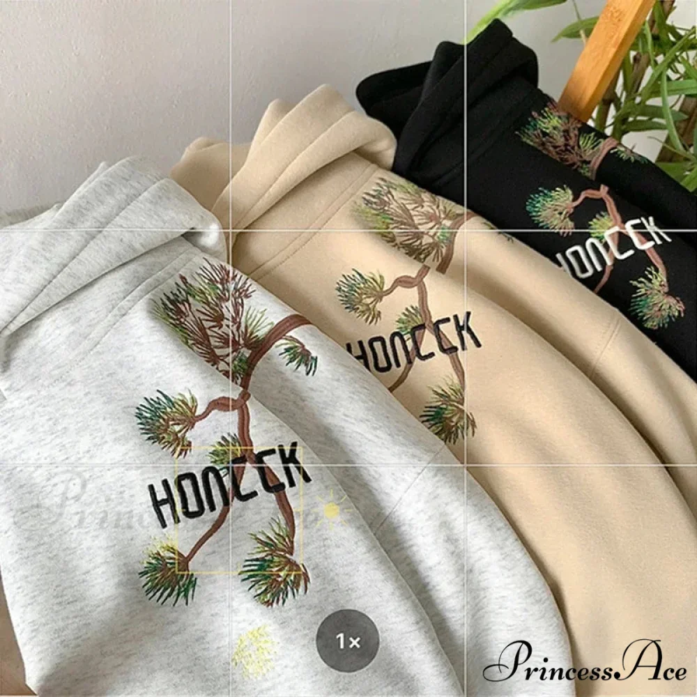 Pine Printed Y2K Retro Large Hoodie - Image 3