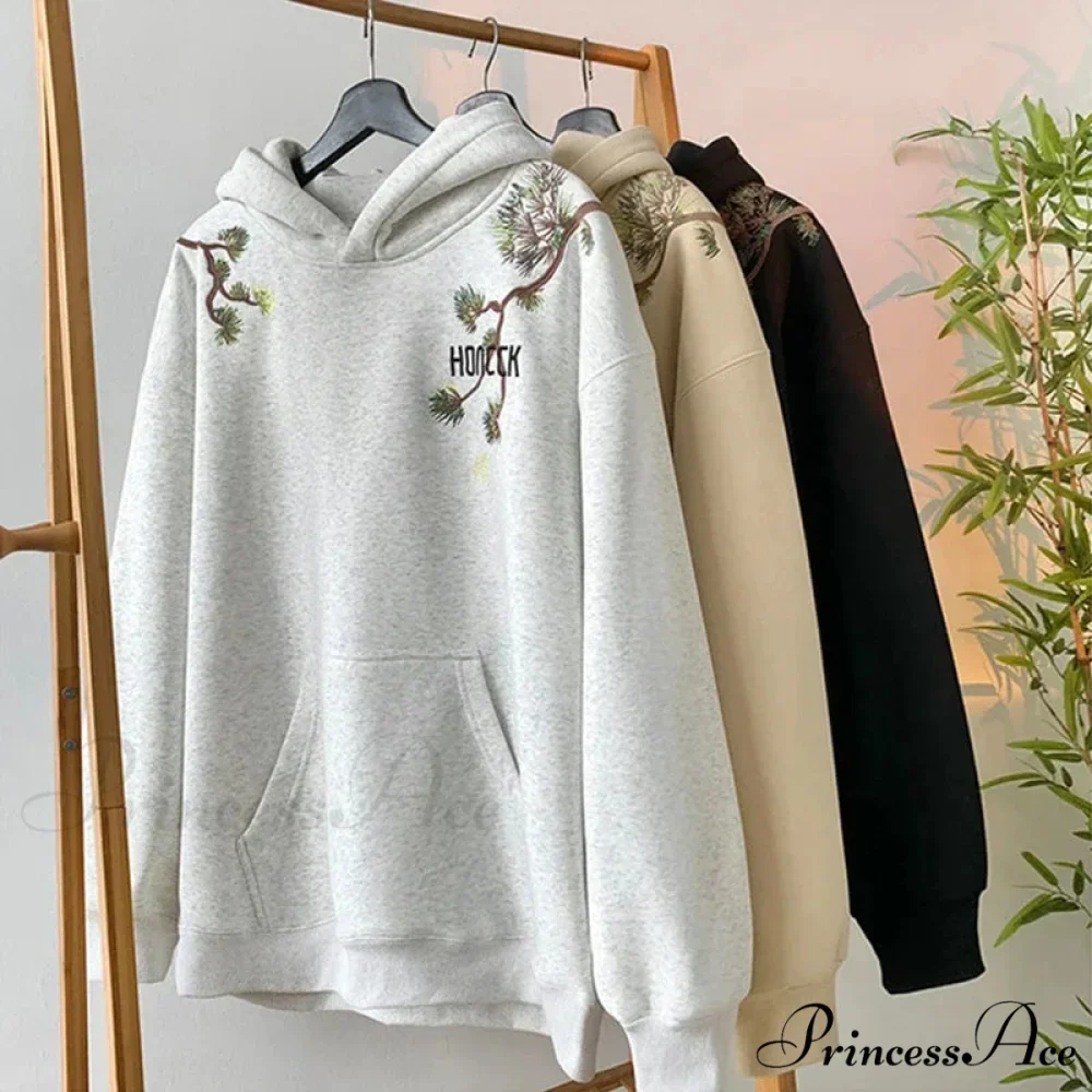 Pine Printed Y2K Retro Large Hoodie - Image 4
