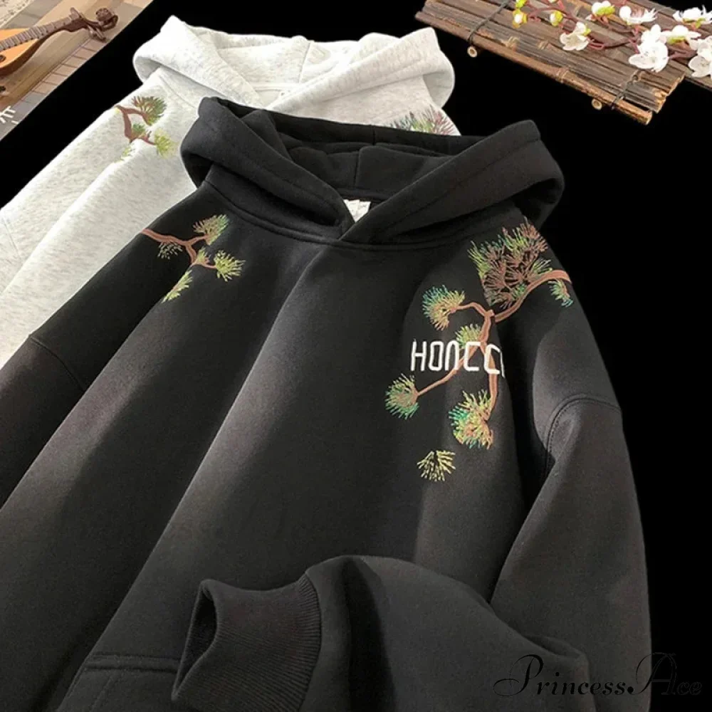 Pine Printed Y2K Retro Large Hoodie - Image 6