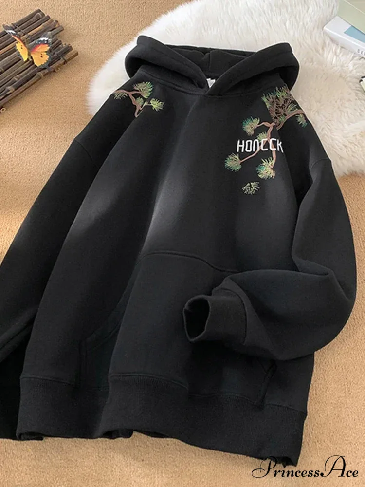 Pine Printed Y2K Retro Large Hoodie - Image 8