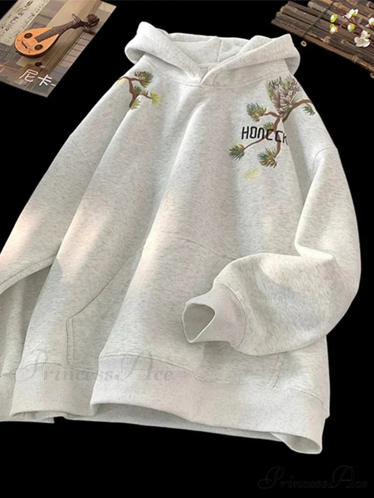 Pine Printed Y2K Retro Large Hoodie - Image 9