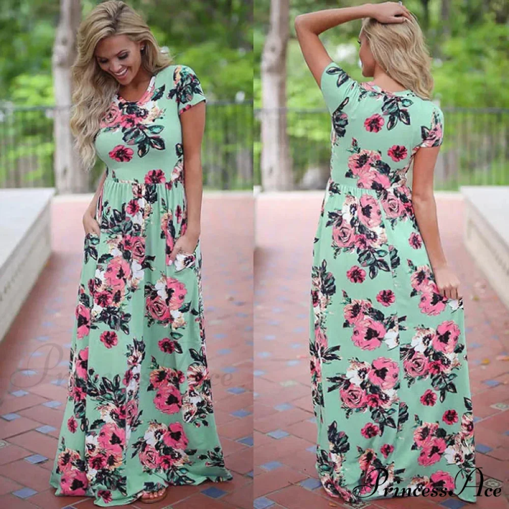 Pink Bohemian Flower Long Floral Dress - Image 13