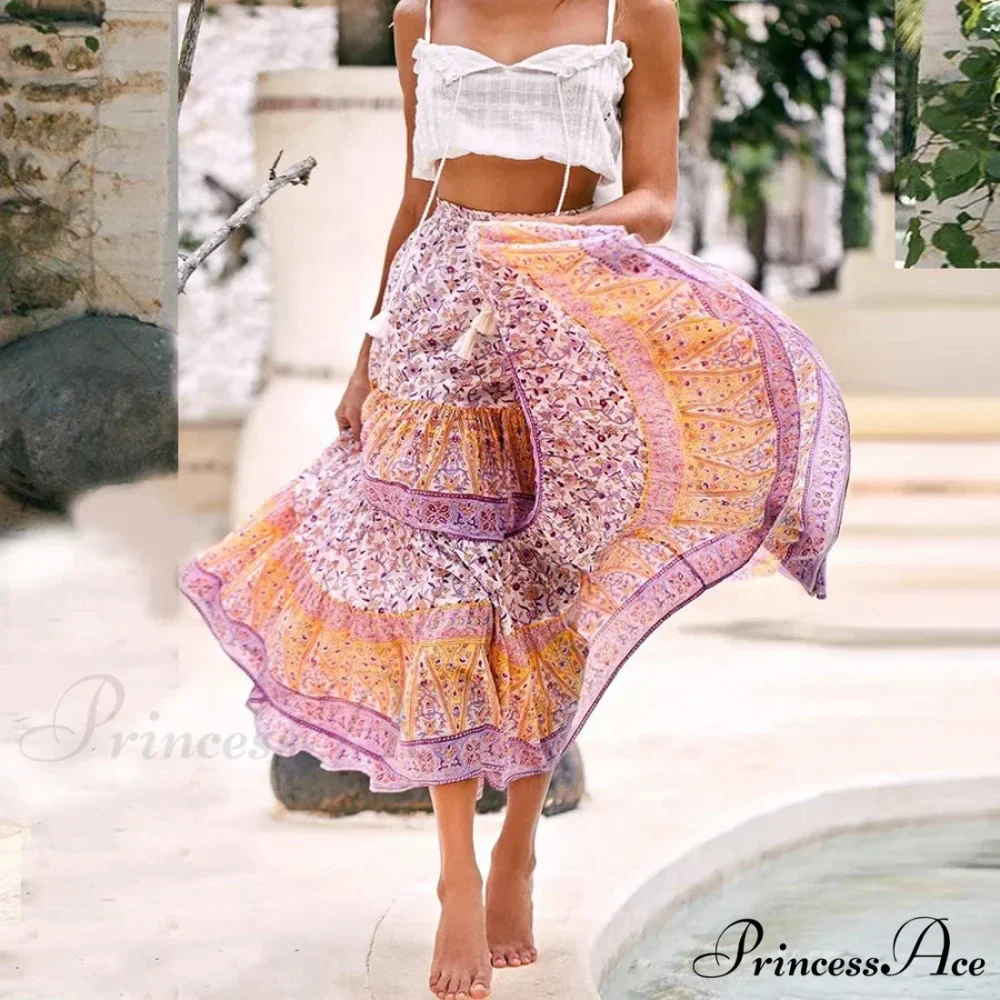Pink Flowered Printed Baggy Extended Sleeve Boho Top - Image 3
