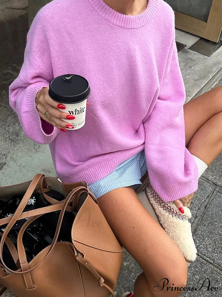 Pink Rose Round Neck Lantern Sleeve Jumper - Image 3