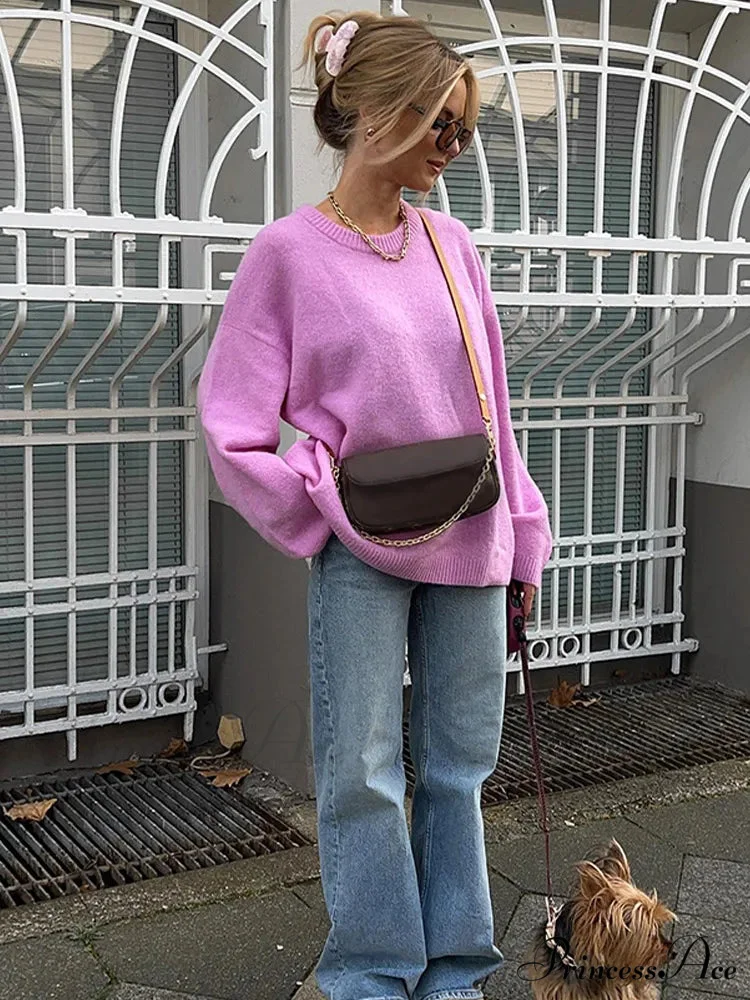 Pink Rose Round Neck Lantern Sleeve Jumper - Image 5