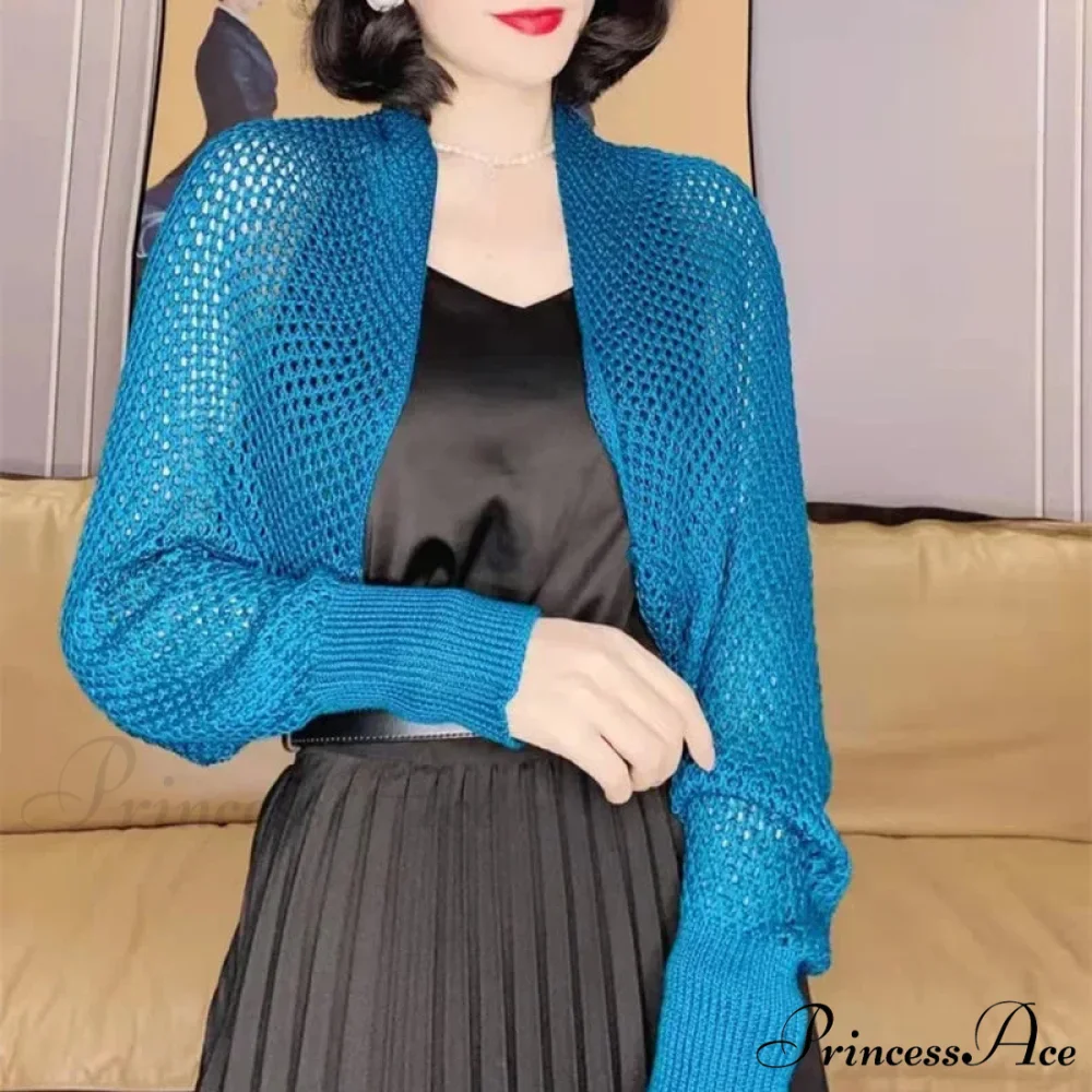 Plain Hue Slim Sun Protection Korean Fashion Extended Knitted Cardigan - Image 3