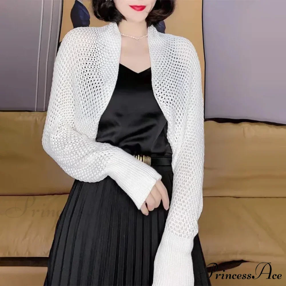 Plain Hue Slim Sun Protection Korean Fashion Extended Knitted Cardigan - Image 5