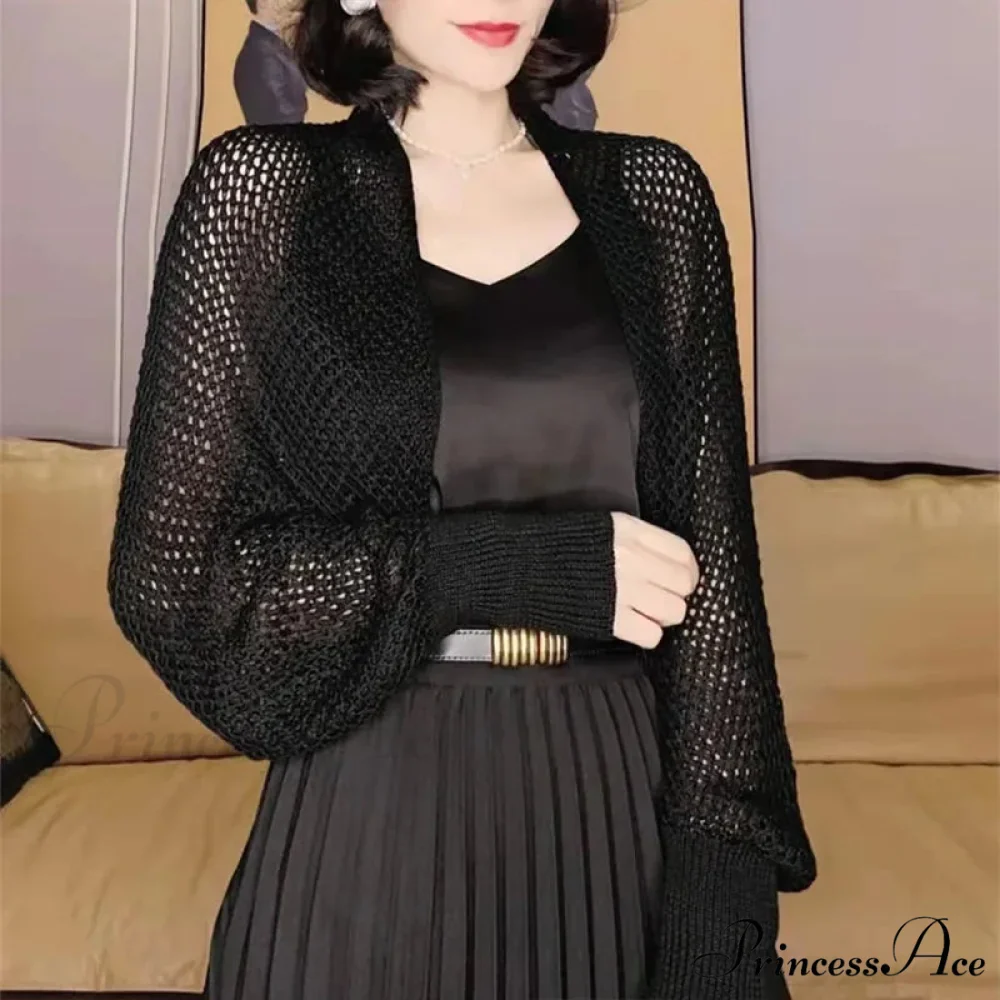 Plain Hue Slim Sun Protection Korean Fashion Extended Knitted Cardigan - Image 6
