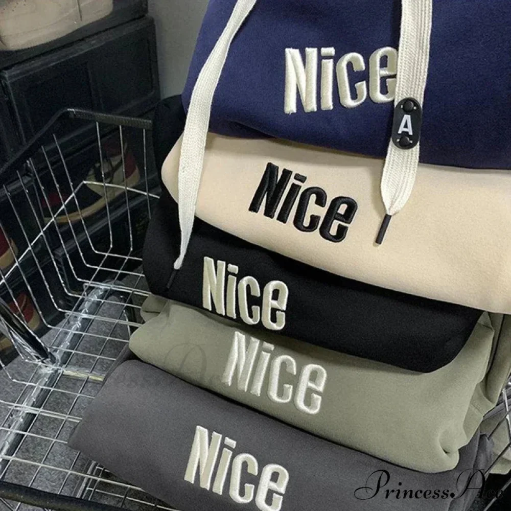 Pleasant Letter Print Cotton Fleece Hoodie - Image 2