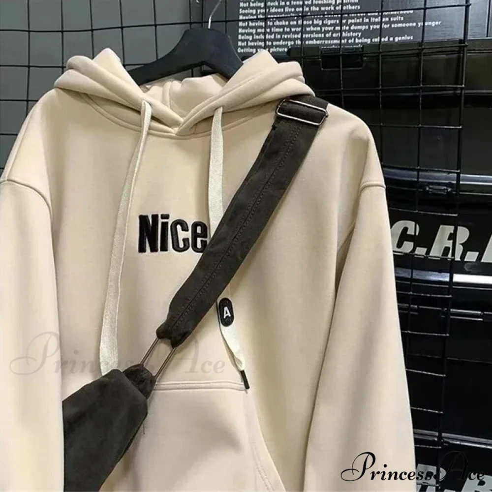 Pleasant Letter Print Cotton Fleece Hoodie - Image 4