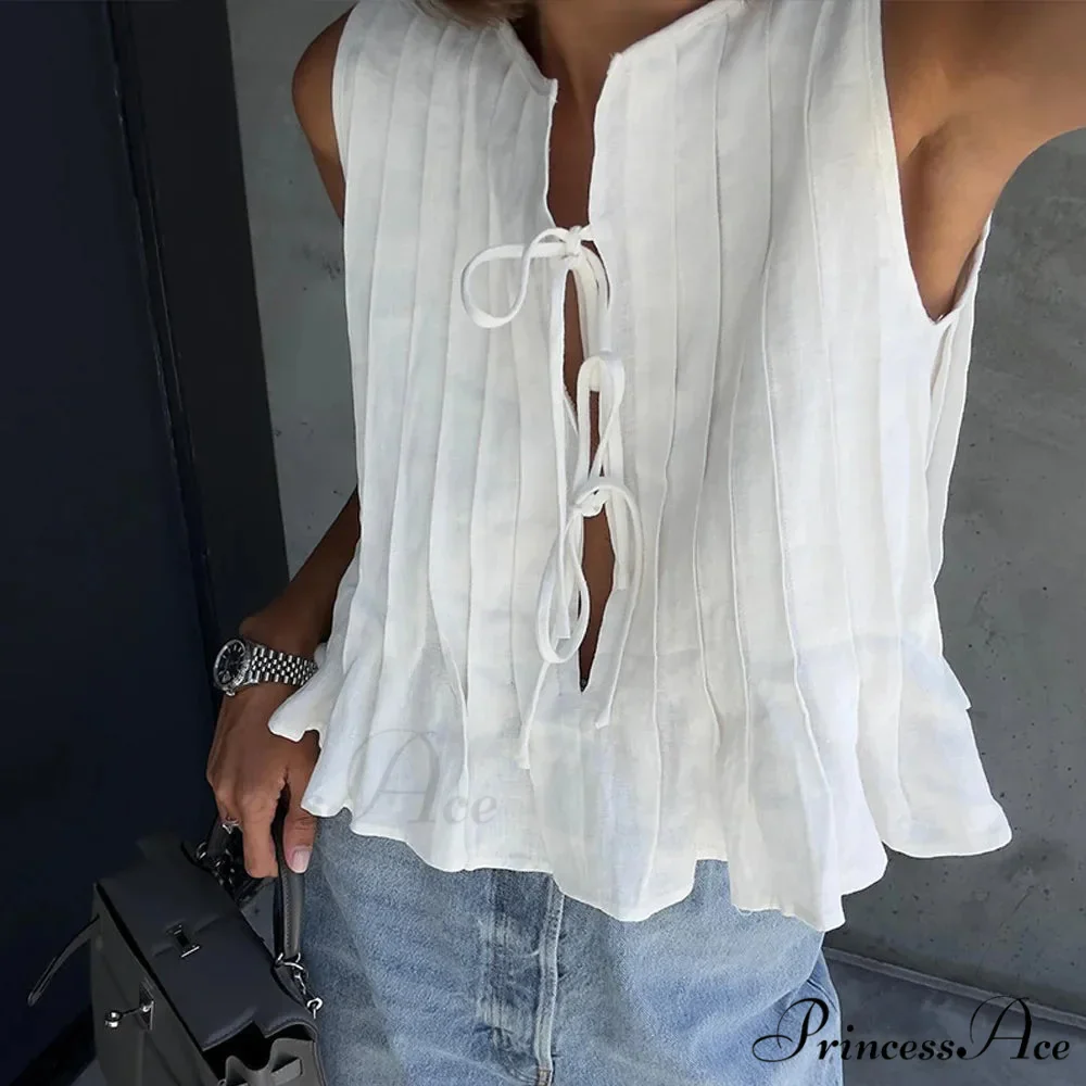 Pleated Carved Frill Crop Top - Image 3