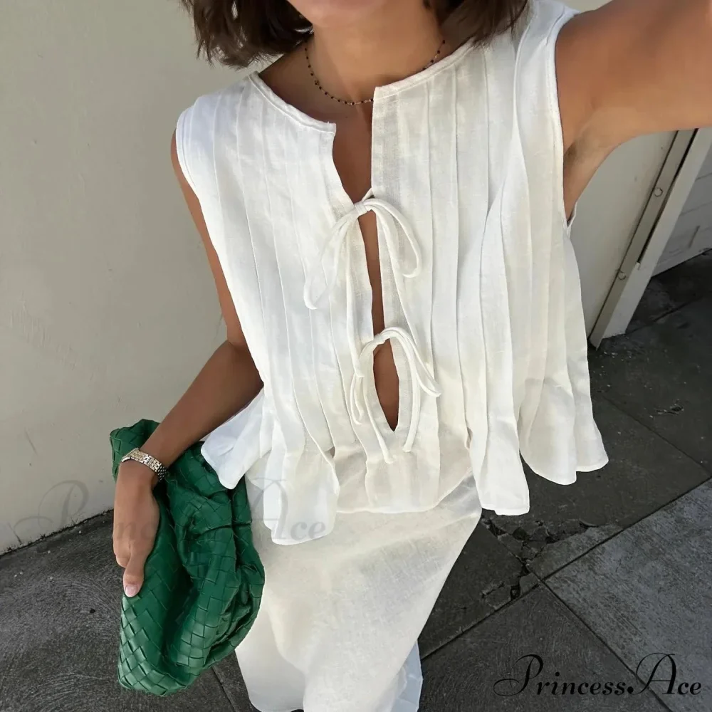 Pleated Carved Frill Crop Top - Image 4
