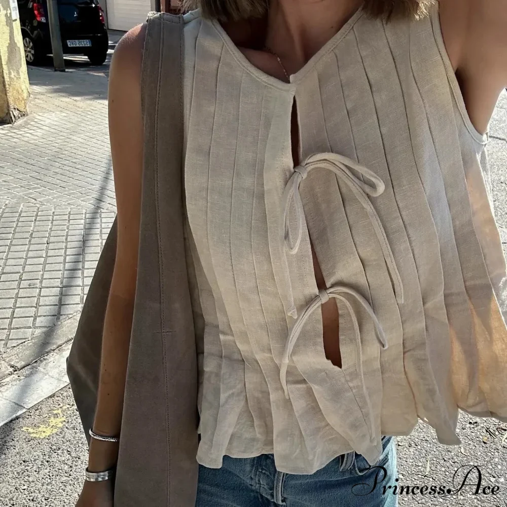 Pleated Carved Frill Crop Top - Image 5