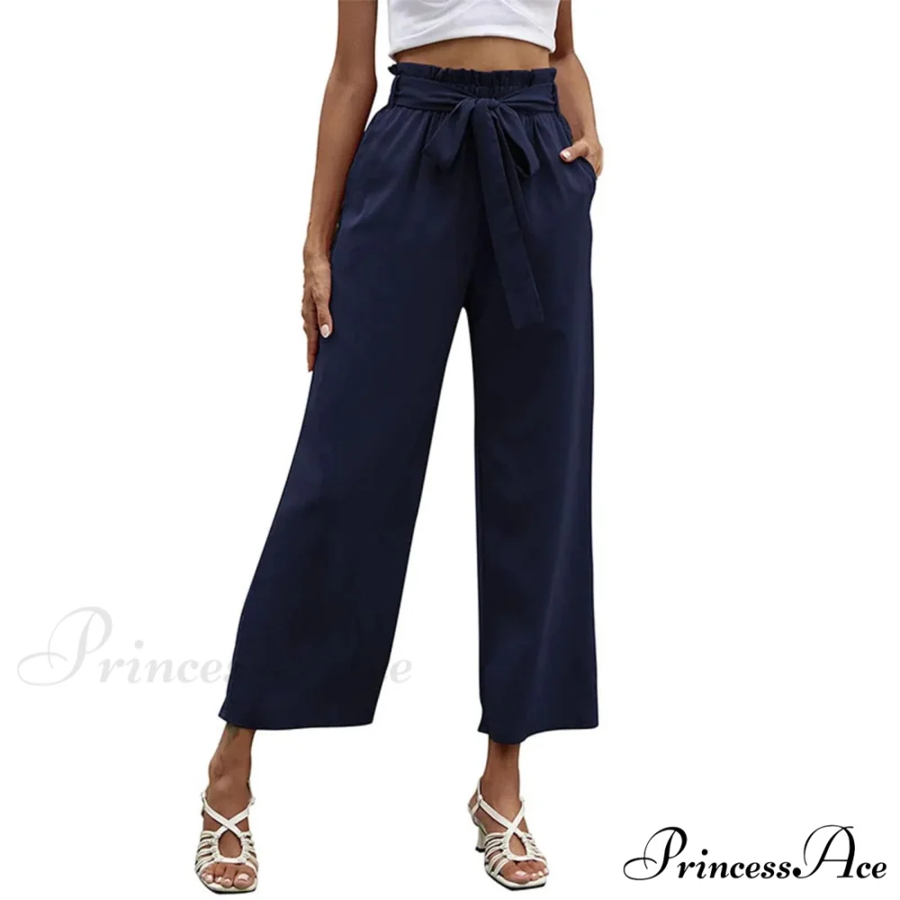 Pleated Cotton Linen Trousers with Ribbon Belt - Image 10