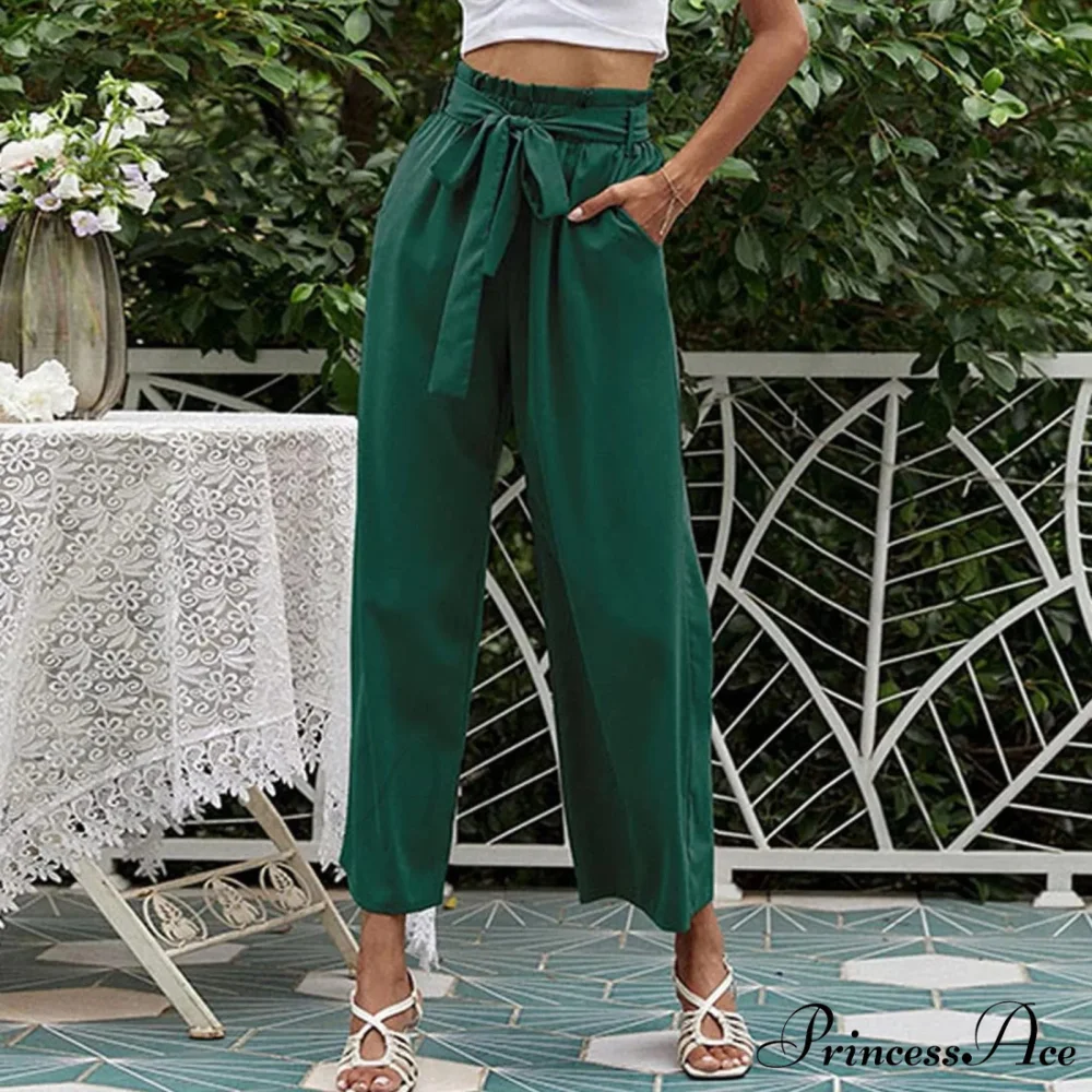 Pleated Cotton Linen Trousers with Ribbon Belt - Image 3