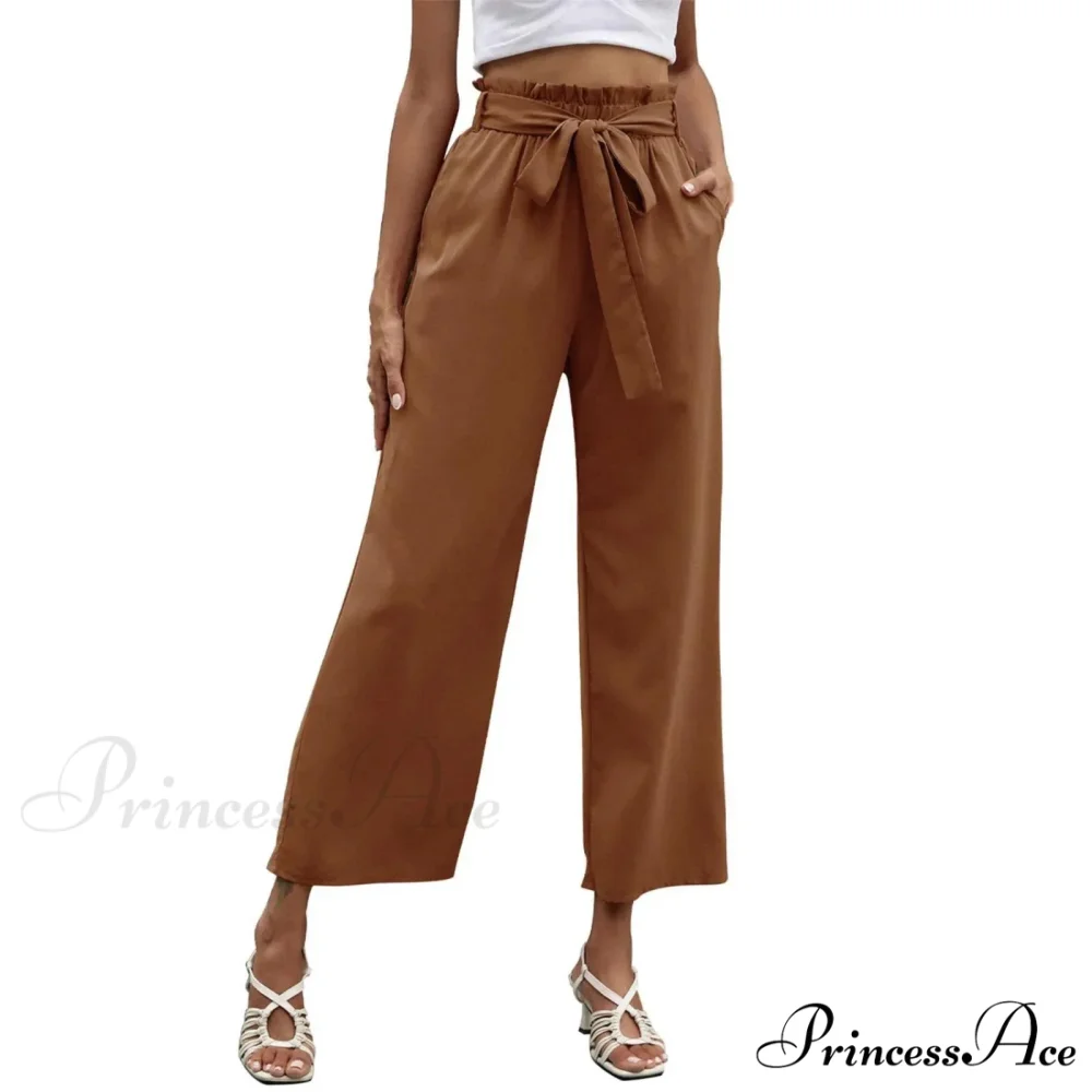 Pleated Cotton Linen Trousers with Ribbon Belt - Image 9