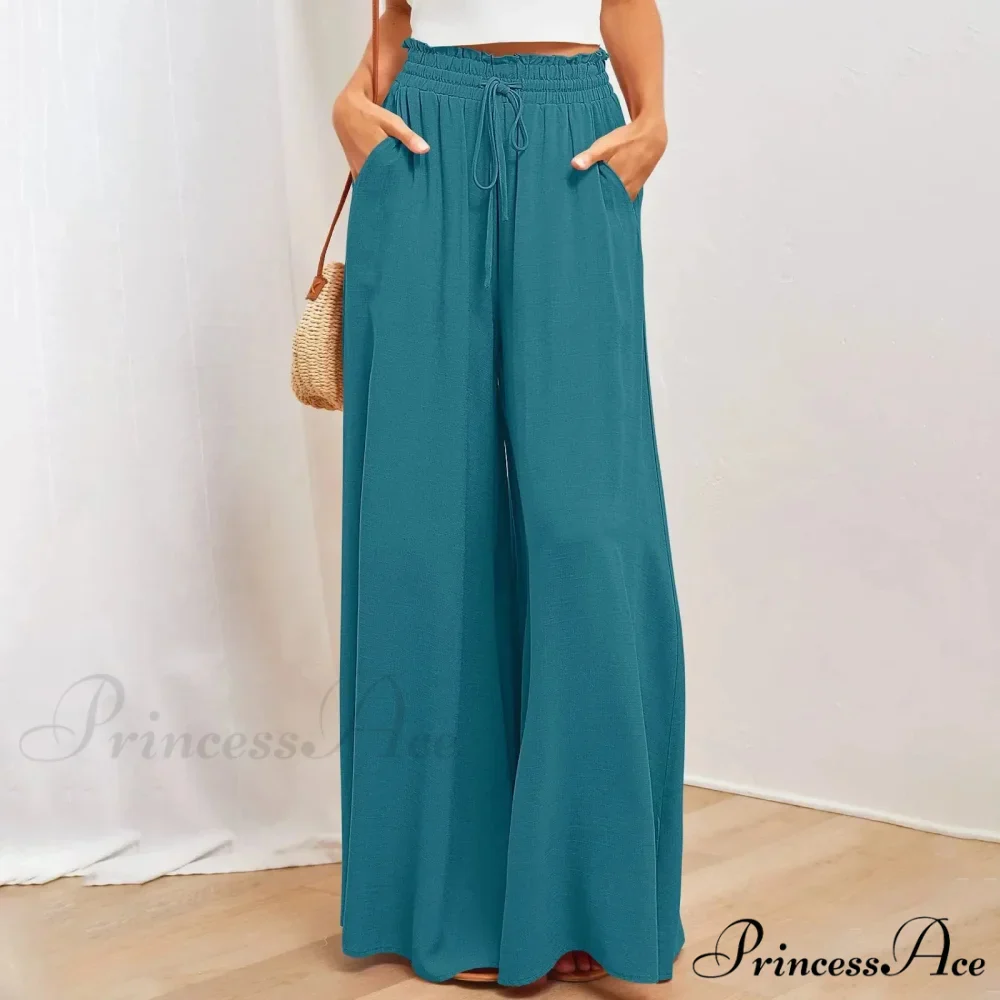 Pleated Solid Wide Leg Culotte Trousers - Image 2