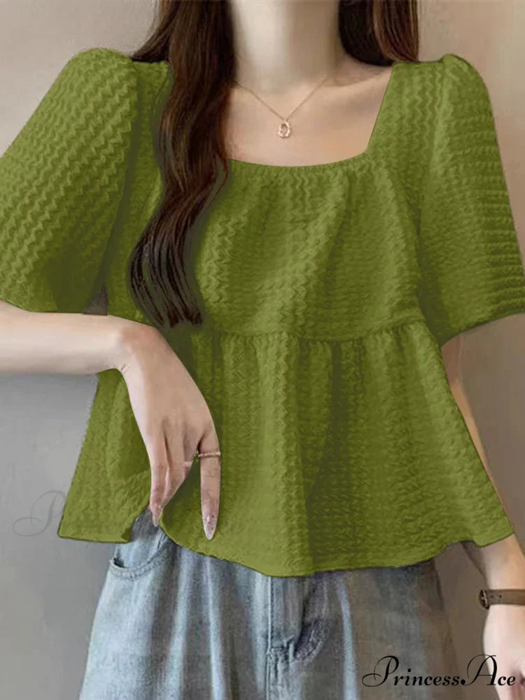 Pleated Textured Blouse Warm Blouse - Image 2