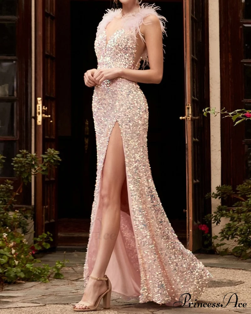 Plume Crimson Tall Waist Prom Gown - Image 4
