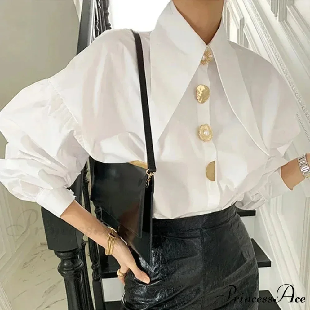 Pointed Edge Cotton Long Sleeve Professional Blouse - Image 2