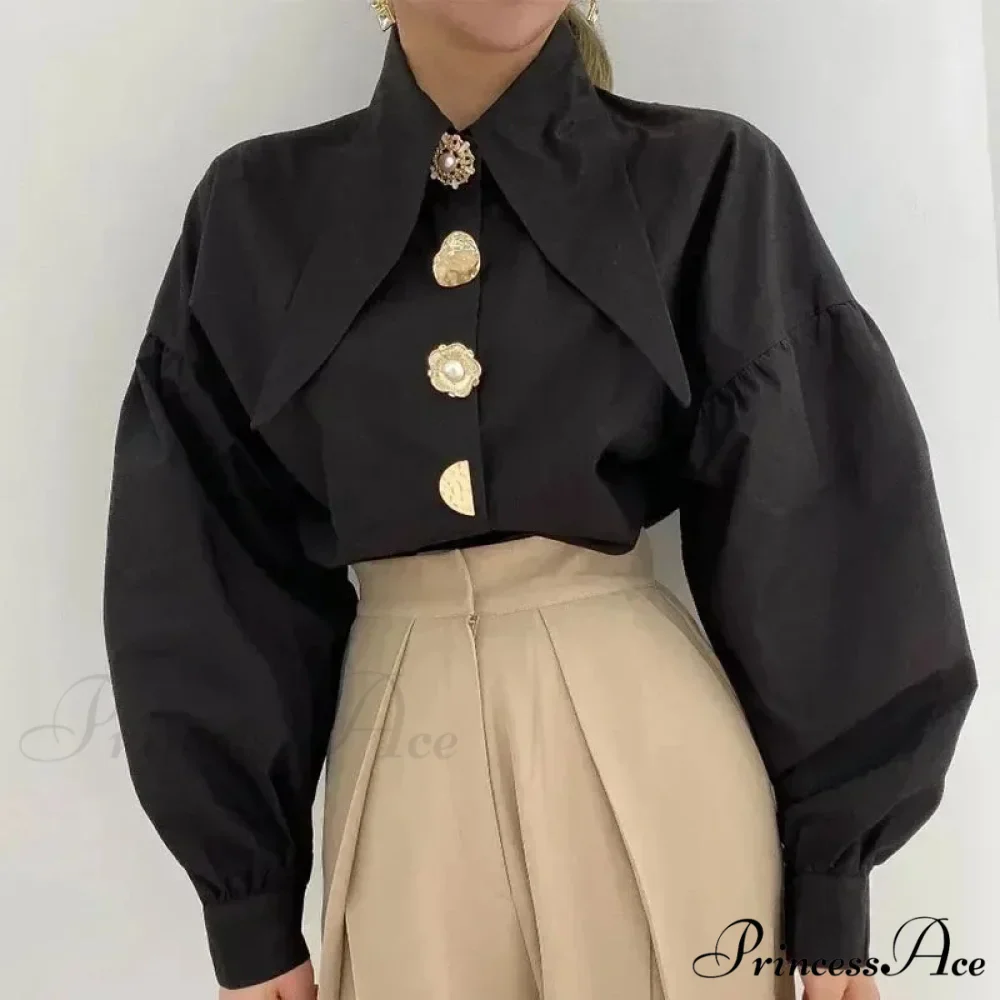 Pointed Edge Cotton Long Sleeve Professional Blouse - Image 3