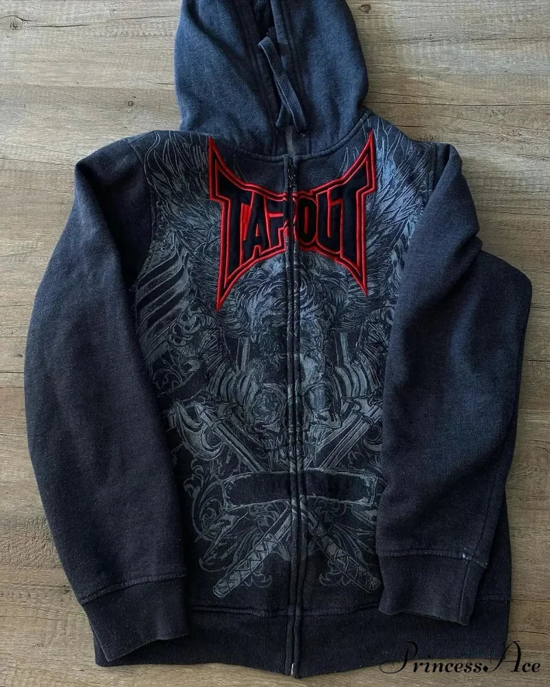 Prayer Portrait Dark Zipper Hoodie - Image 3
