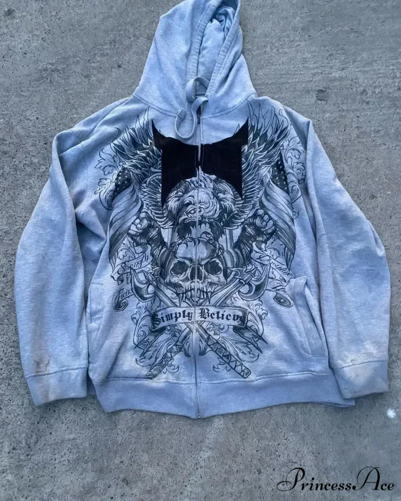 Premium Gothic Skeleton Design Hoodie - Image 8