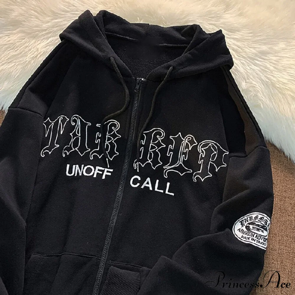 Letter Print Zip Up Hoodies - Image 10