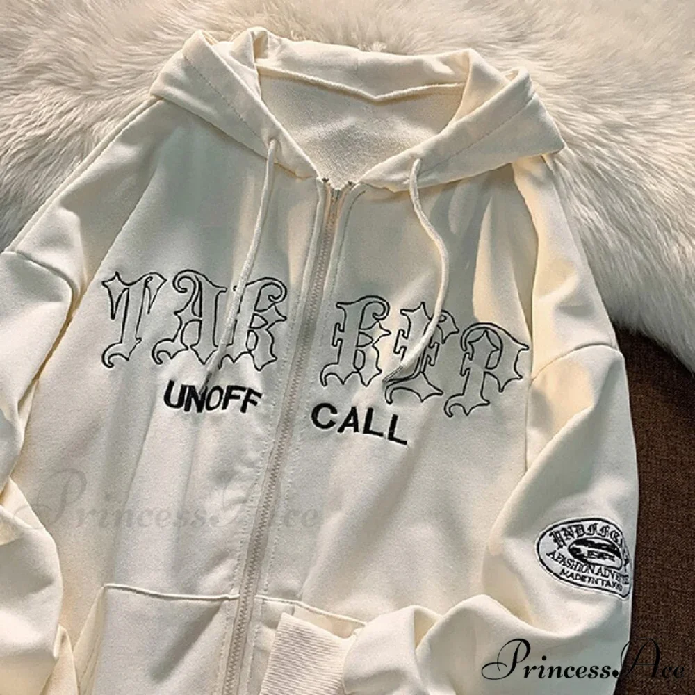 Letter Print Zip Up Hoodies - Image 11