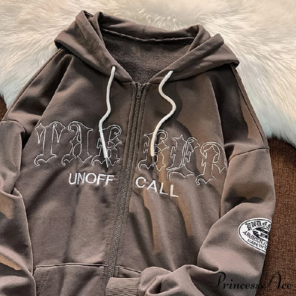 Letter Print Zip Up Hoodies - Image 12