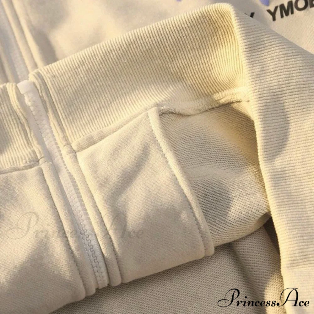 Letter Print Zip Up Hoodies - Image 5