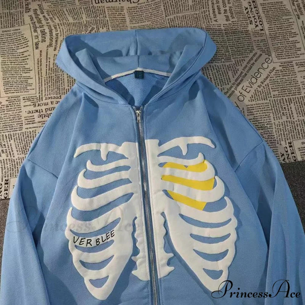 Gothic Skeleton Print Hoodies - Image 3