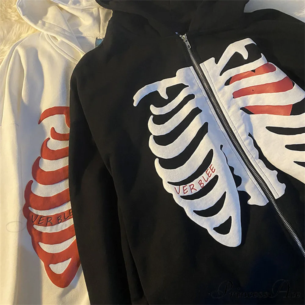 Gothic Skeleton Print Hoodies - Image 5