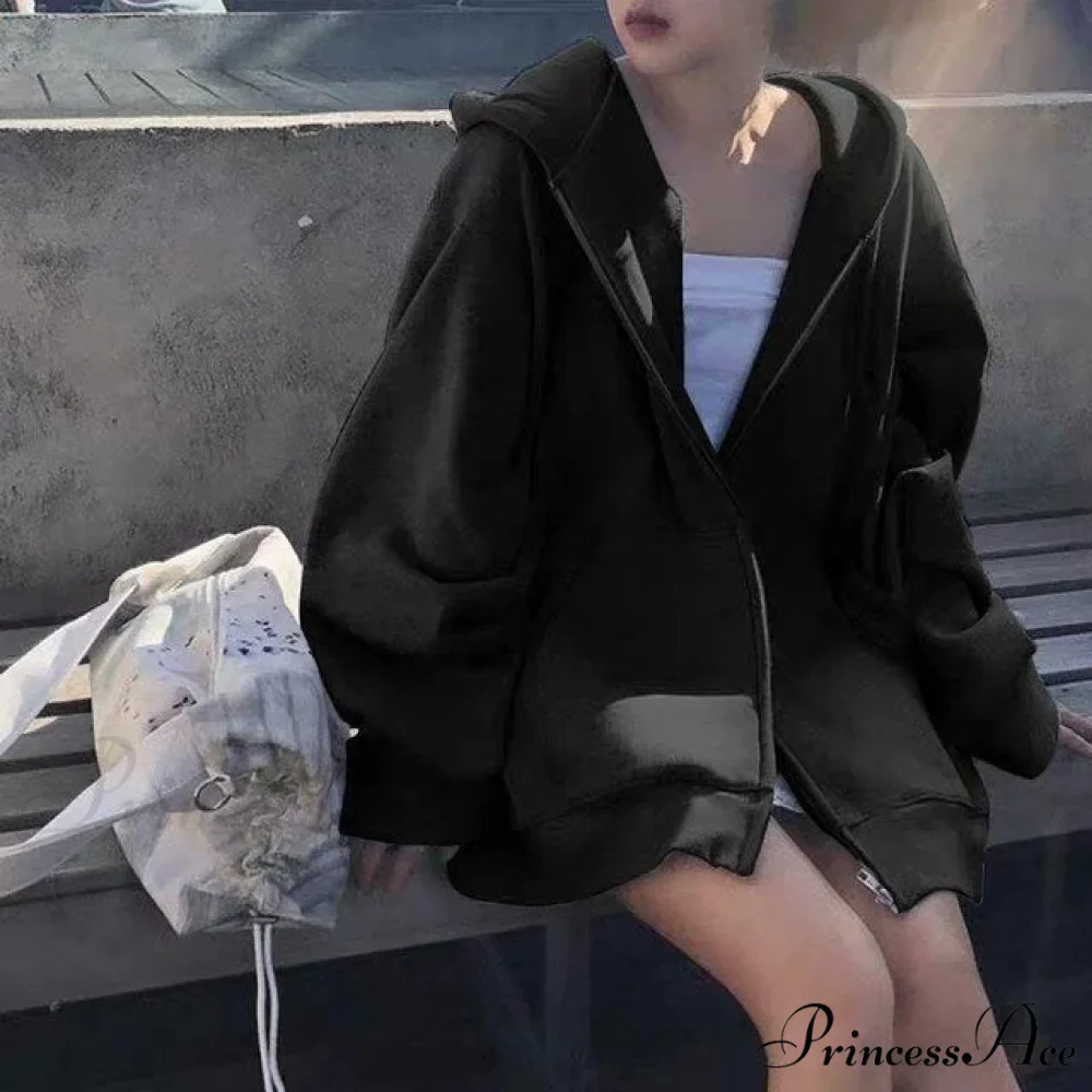Korean Version Zip Up Loose Oversized Hoodie - Image 7