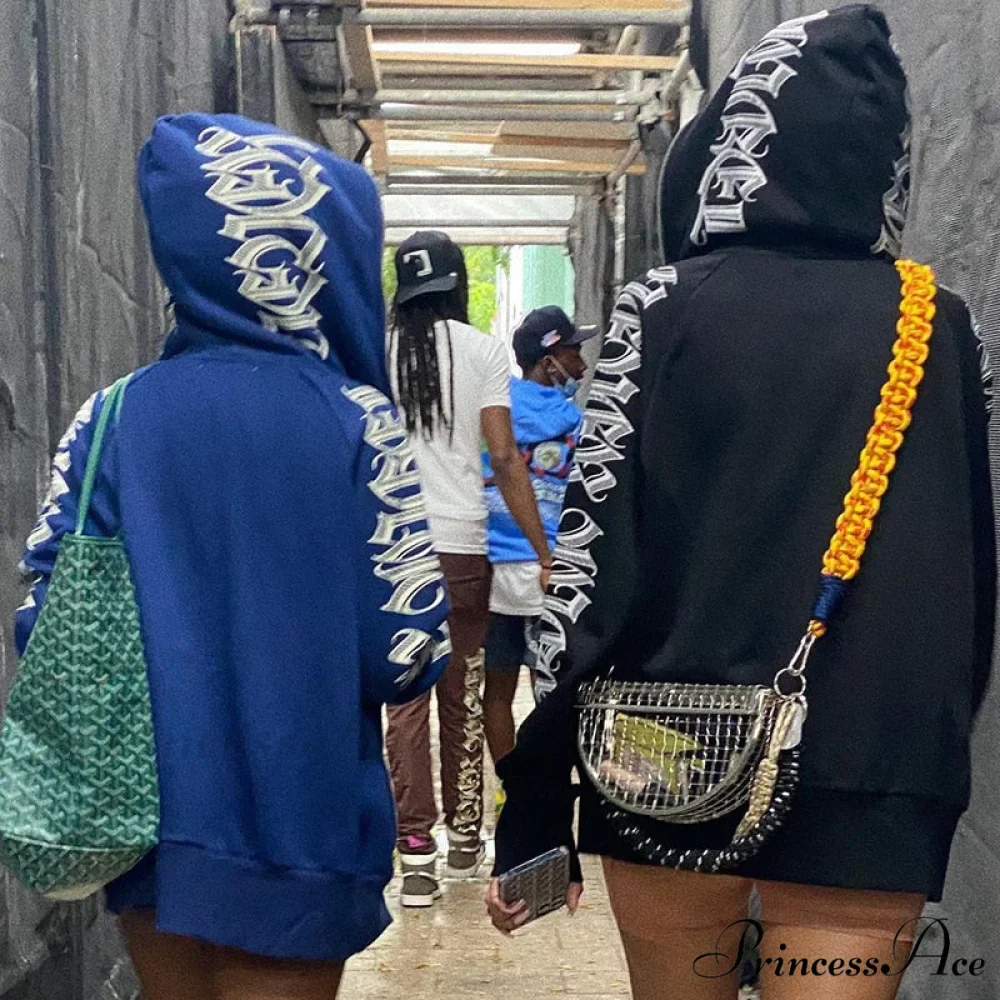 Zip Up Streetwear Letter Printed Hoodies - Image 3