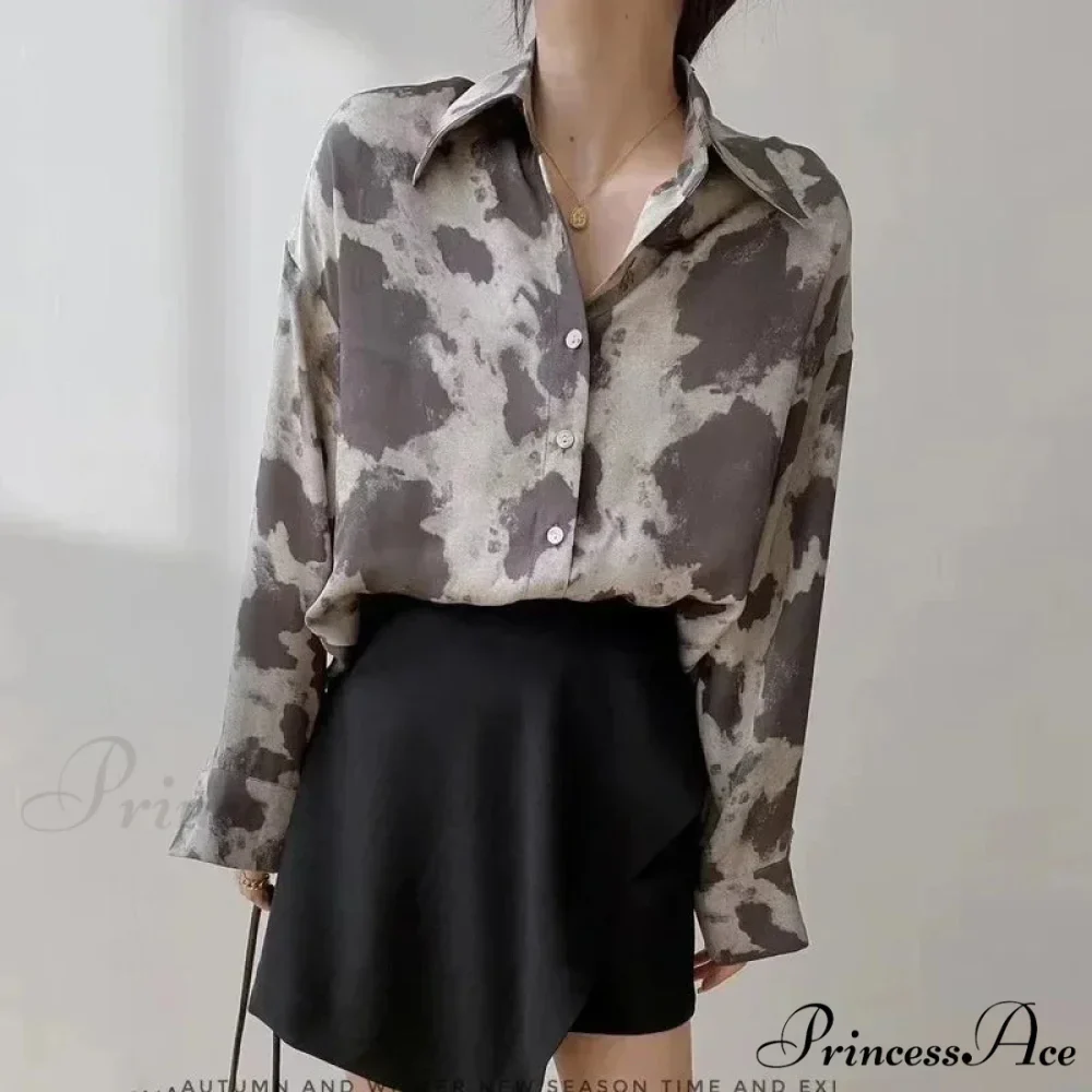 Print Button-up Informal Long Sleeve Blouse - Image 3