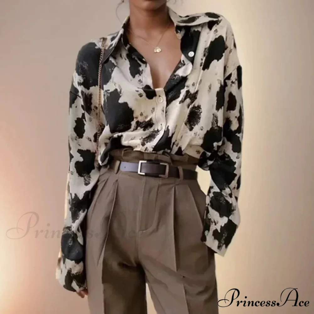 Print Button-up Informal Long Sleeve Blouse - Image 5