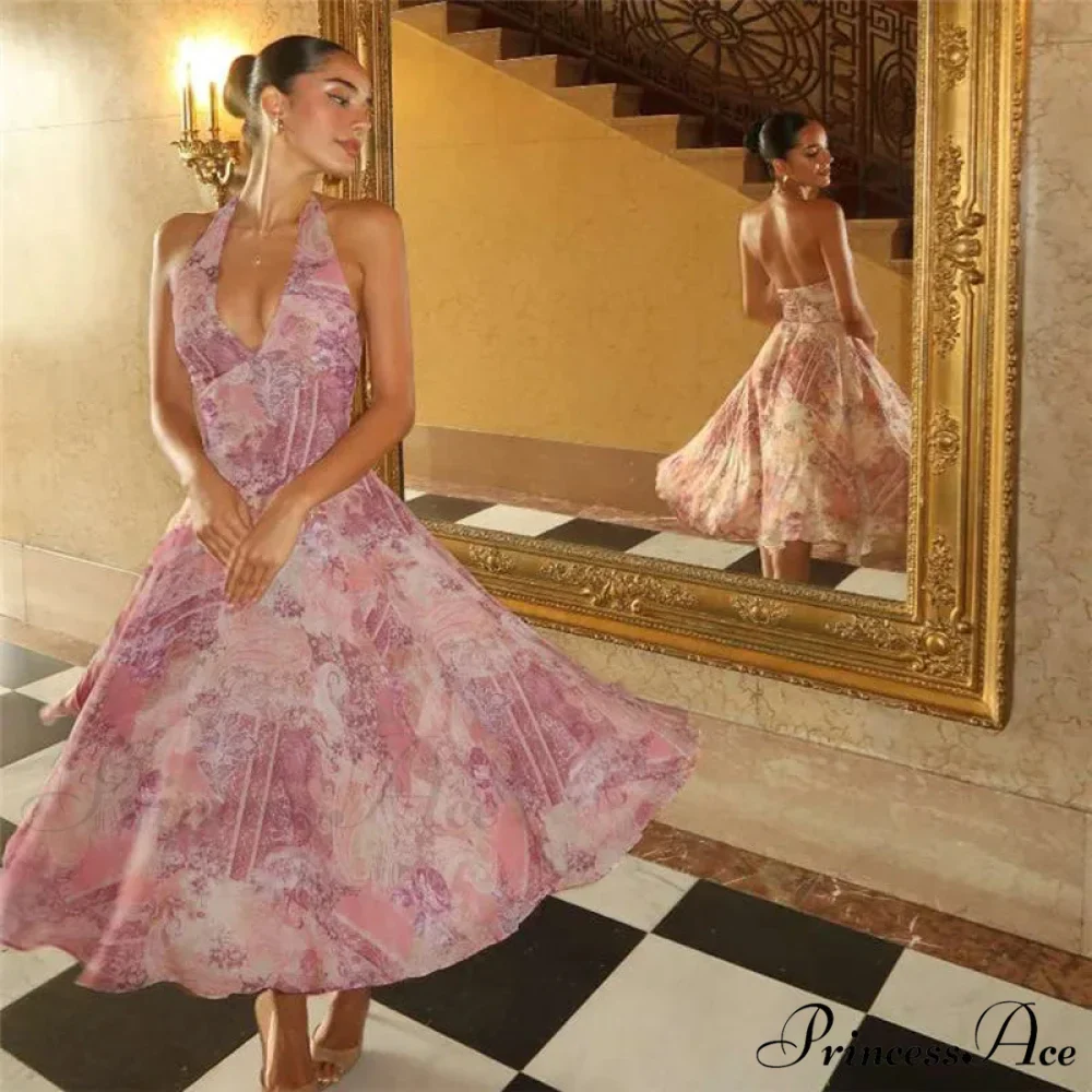Print Folded A-line Holiday Dress - Image 3