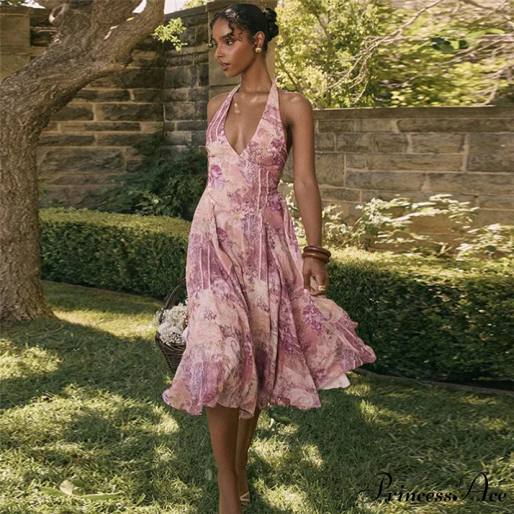 Print Folded A-line Holiday Dress - Image 5