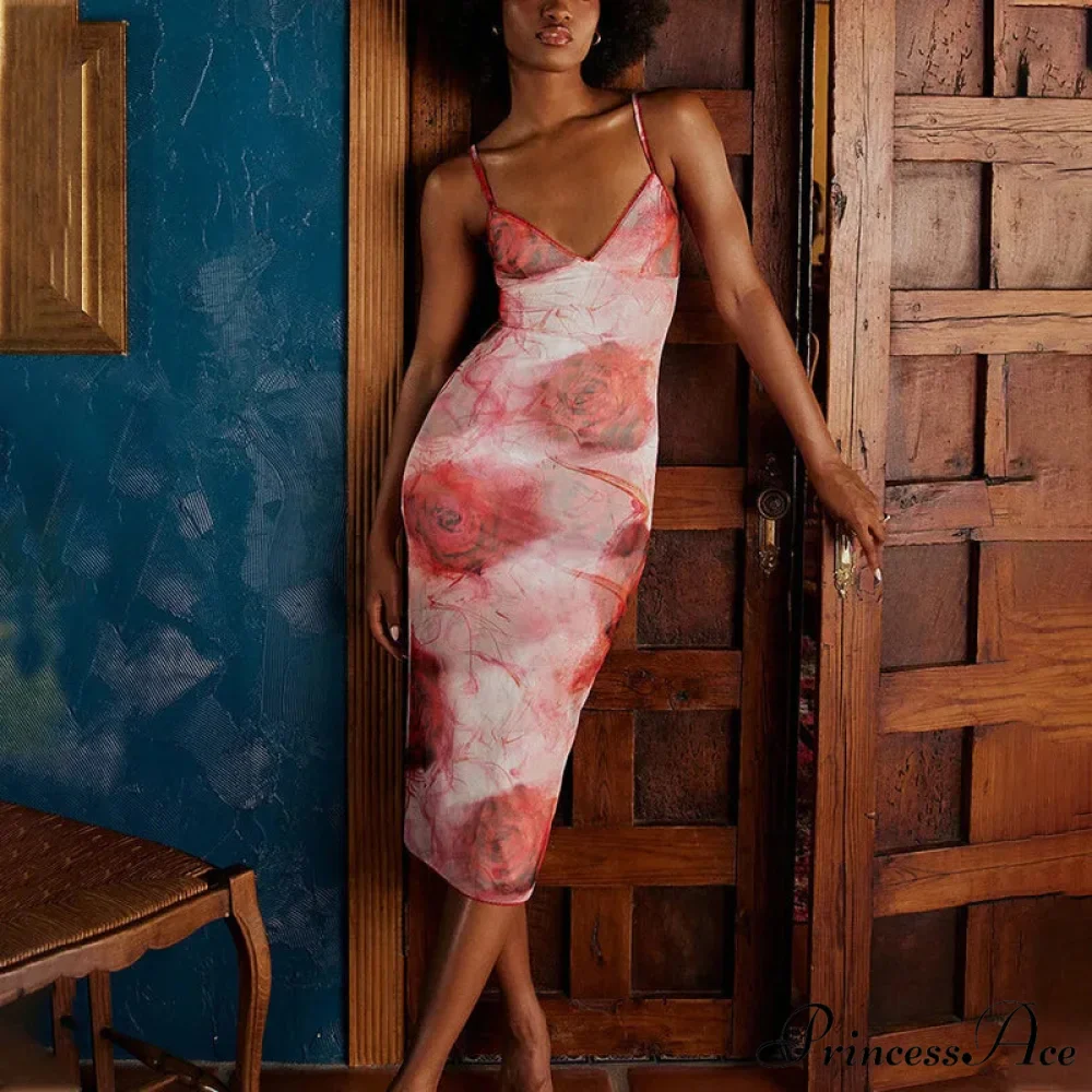 Print Sleek Bodycon Midi Holiday Dress - Image 5