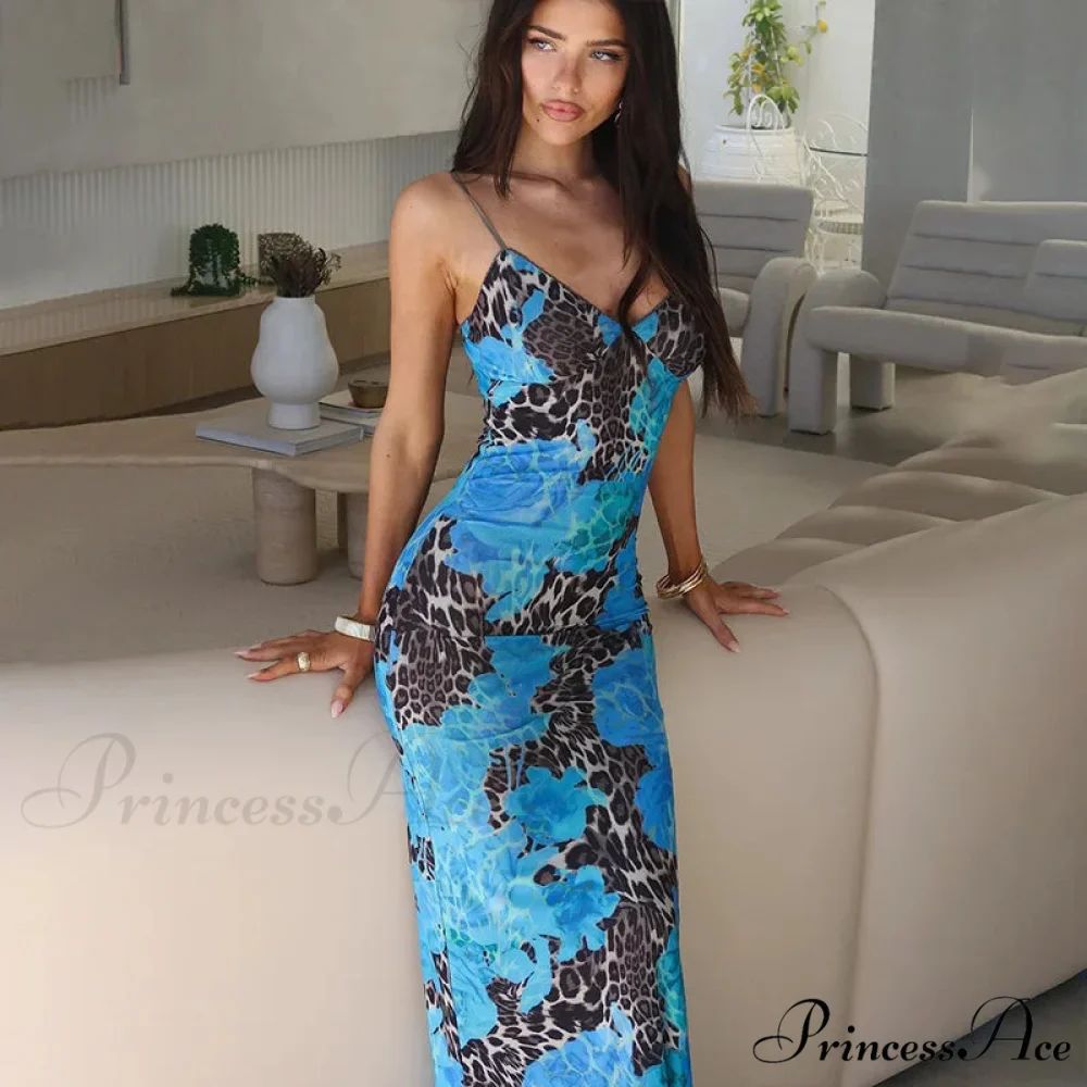 Print Slender Bodycon Long Holiday Dress - Image 10