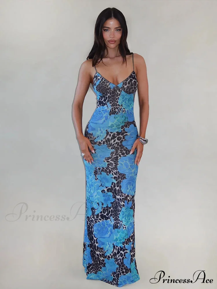 Print Slender Bodycon Long Holiday Dress - Image 7