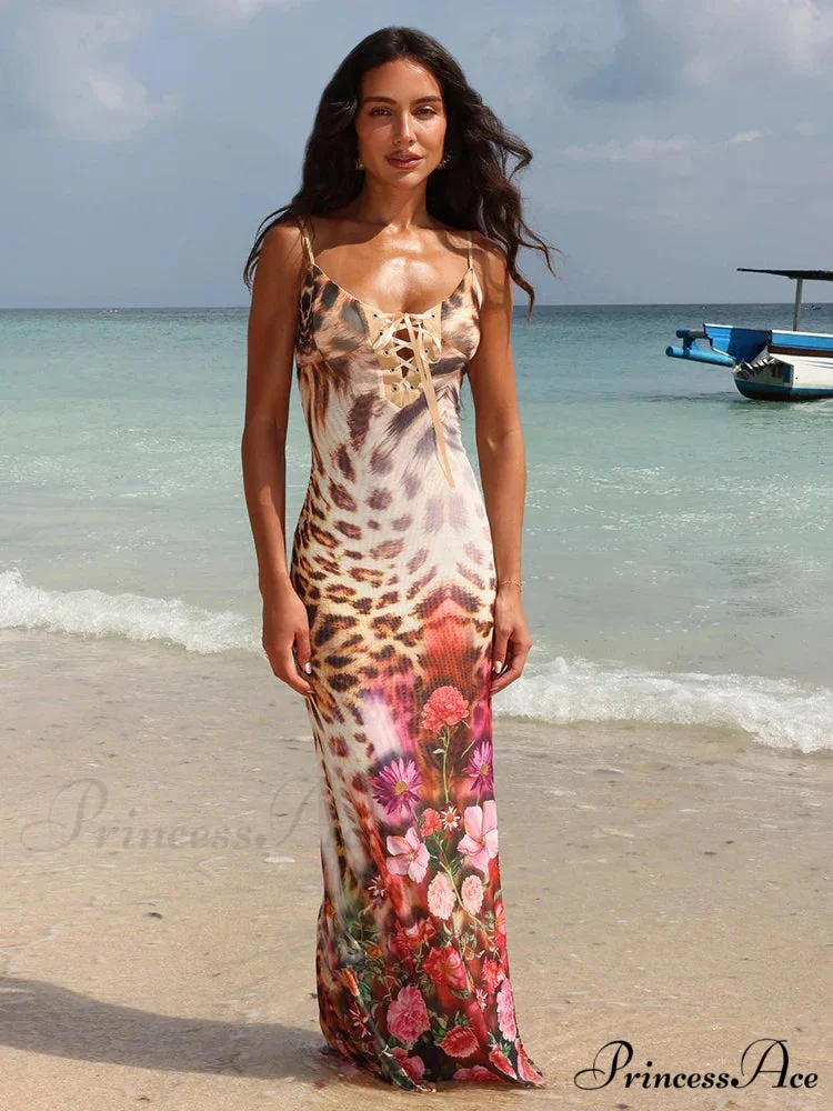 Print Stylish Long Vacation Dress - Image 2