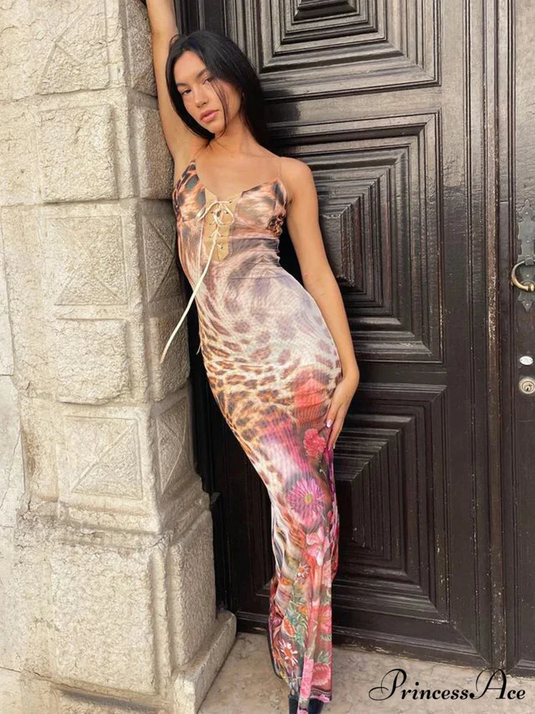 Print Stylish Long Vacation Dress - Image 4