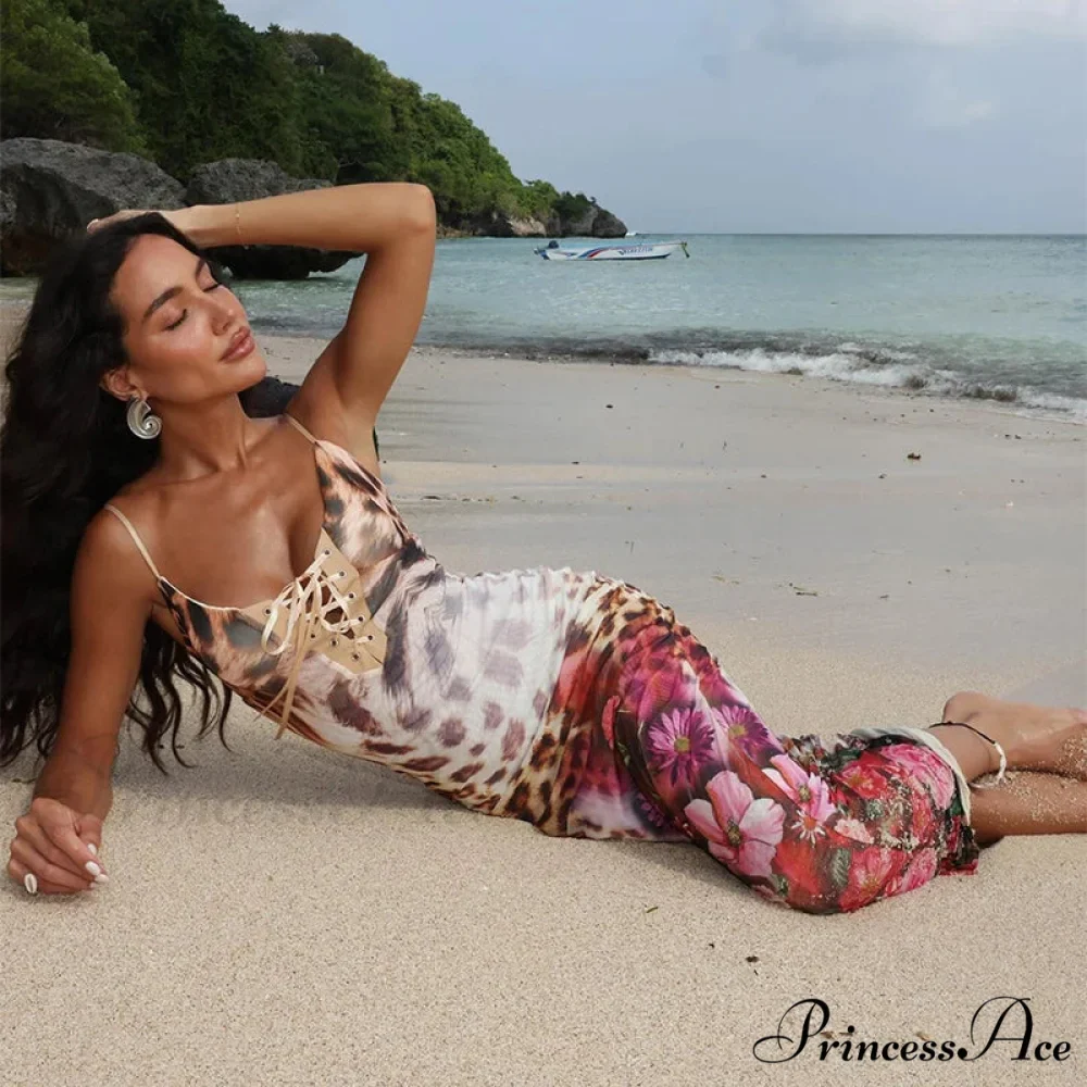 Print Stylish Long Vacation Dress - Image 5