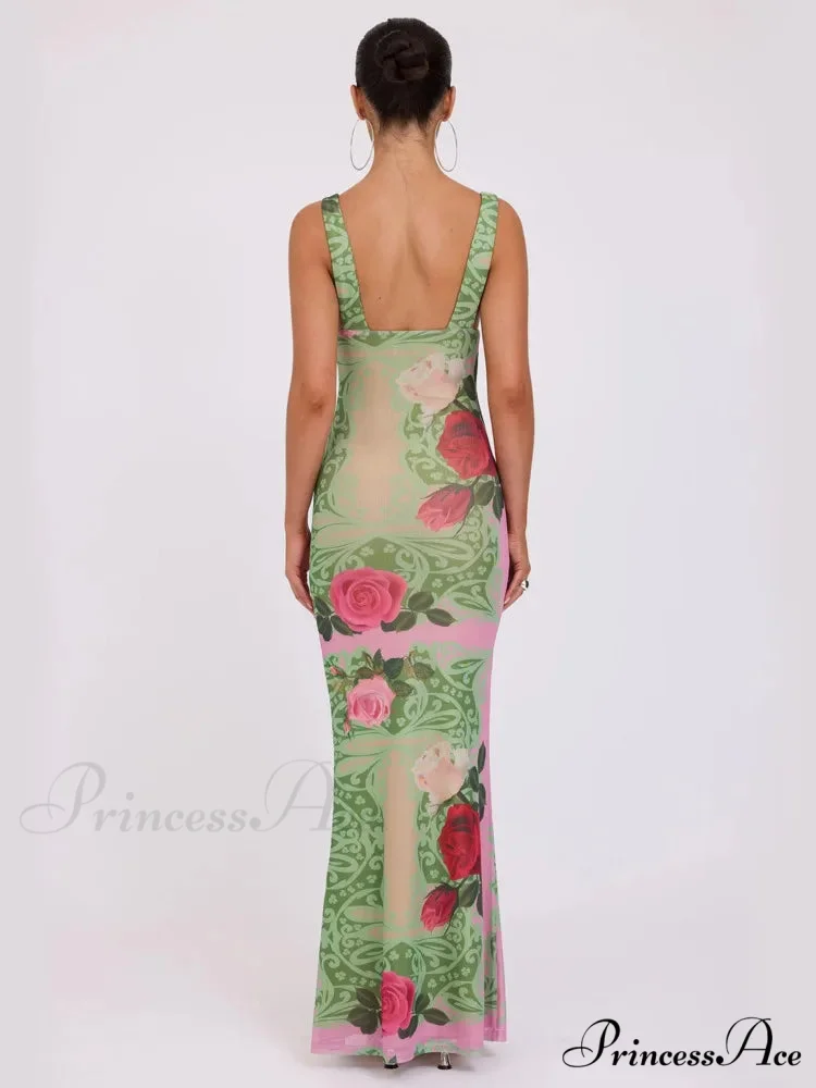 Print Thin Stylish Long Vacation Dress - Image 6